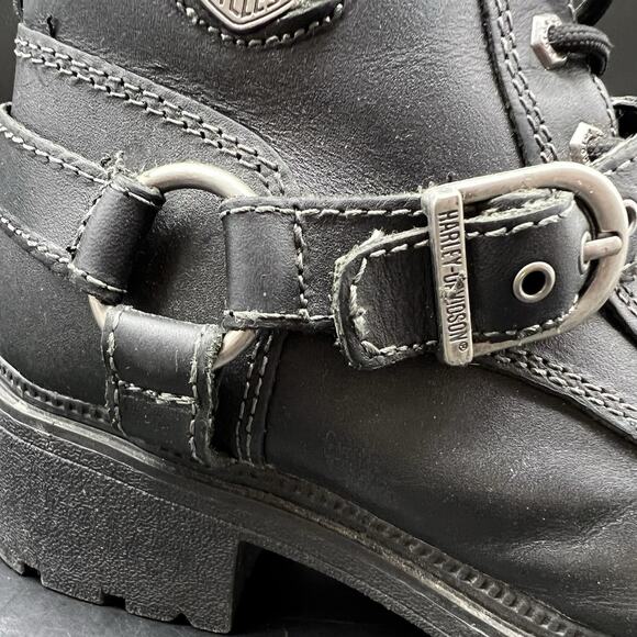Harley Davidson Womens Size 6M Tegan Lace Up Leather Boots D84424 Black - Picture 4 of 15
